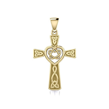 Celtic Cross with Heart Solid Gold Pendant GPD5808 - Jewelry